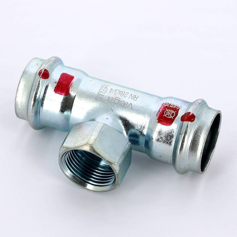 Тройник пресс-ВР оцинкованная сталь Viega Prestabo 28х3/4х28 мм 558925