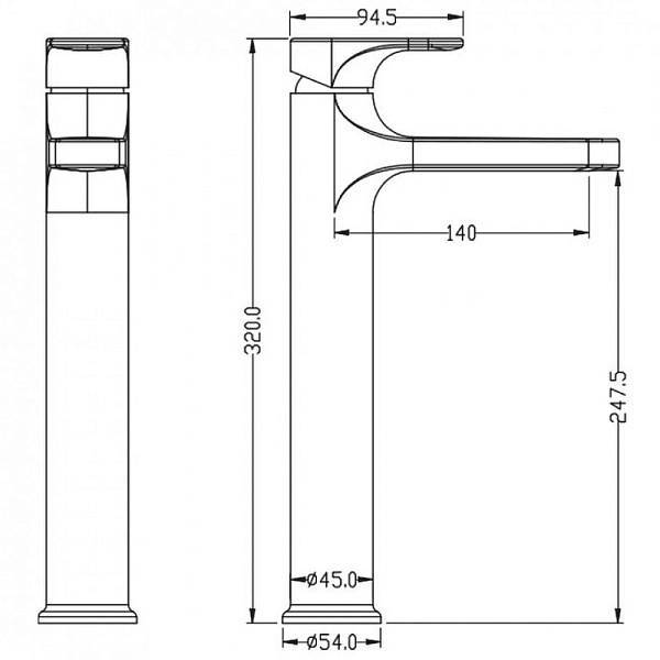 Смеситель для раковины высокий Boheme Spectre золото 452-G