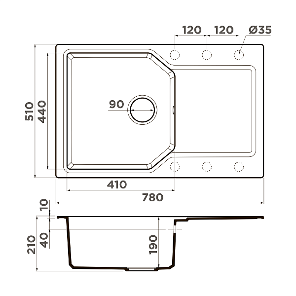 Кухонная мойка Omoikiri Yonaka 78-DC Artgranit 78x51 см темный шоколад 4993707