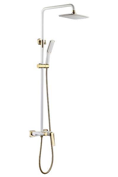 Душевая стойка Boheme Venturo с верхним душем белый глянцевый/золото 388-W