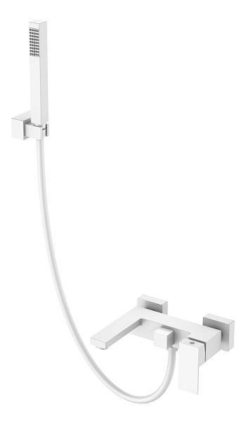 Смеситель для ванны с душем Boheme Qubic настенный белый матовый 473-MW