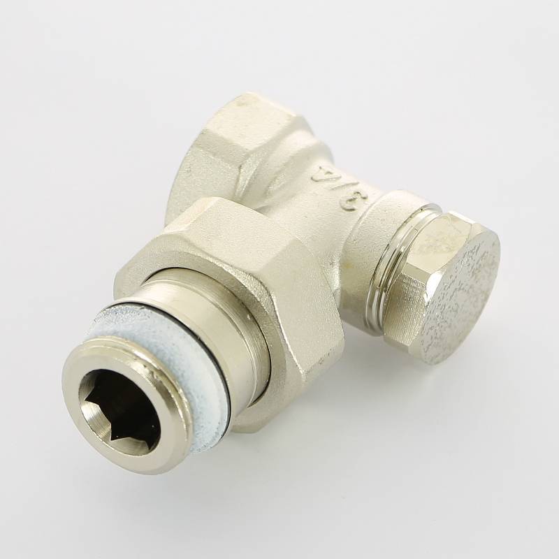 Вентиль обратный угловой Simplex 3/4 НВ никелированный с разъемным соединением F10383