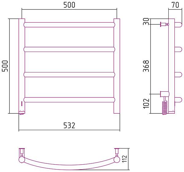 Полотенцесушитель электрический Сунержа Галант 4.0 532x500 мм левый матовый белый 30-0830-5050