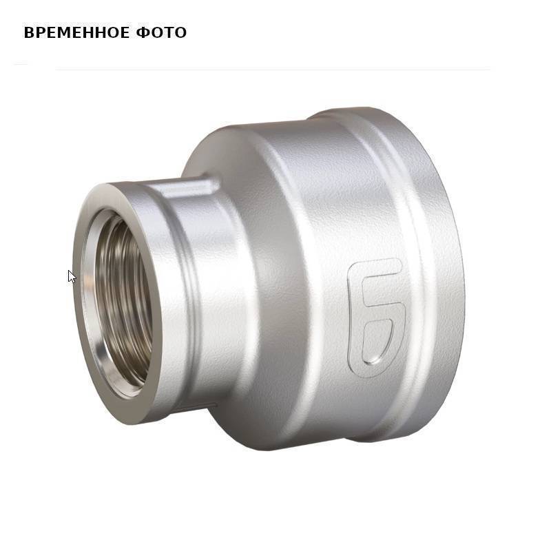 Муфта резьбовая переходная LD Pride DN40х32 1 1/2х1 1/4 дюйма ВР-ВР никелированная латунь LD.67.516.40х32