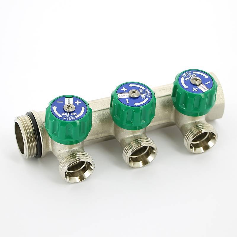 Коллектор с вентилями Uni-Fitt 1 НВ 3 выхода 3/4 EK 90° 50 мм 410N4330