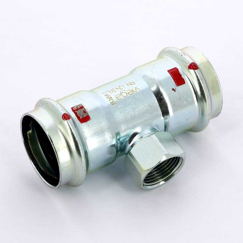 Тройник пресс-ВР оцинкованная сталь Viega Prestabo 42х3/4х42 мм 558963