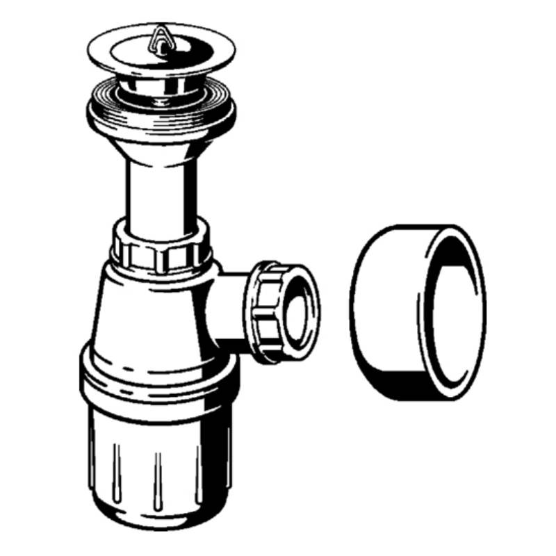 Сифон бутылочный Viega 1 1/4 x 32 мм с выпуском и розеткой пластик 102531