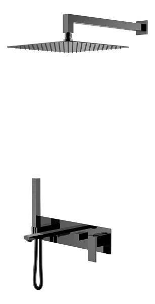 Смеситель для ванны встраиваемый Boheme Qubic 42x18.8x10 см графит глянцевый 474-SGM