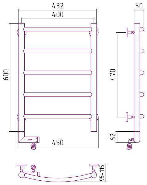 Полотенцесушитель электрический Сунержа Галант 2.0 400x600 мм левый матовый белый 30-5200-6040