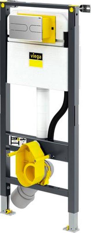 Комплект инсталляции для унитаза Viega Prevista Dry 1120 мм с подводом для унитаза-биде и кнопкой хром 792862