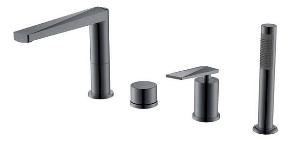 Смеситель для ванны Boheme Venturo врезной на борт антрацит матовый 370-SGM