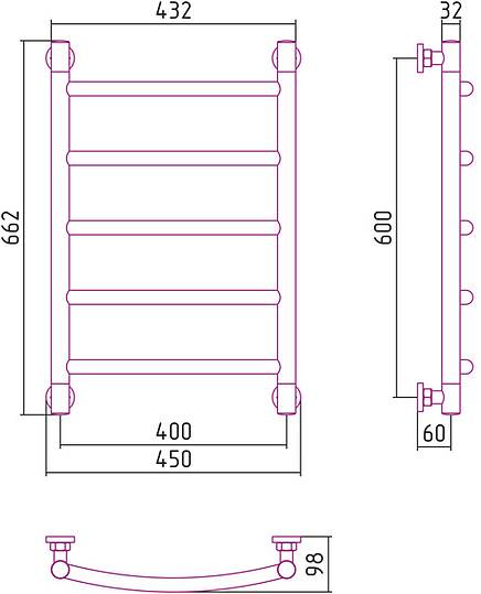 Полотенцесушитель водяной Сунержа Галант 400x600 мм без покрытия 00-0200-6040