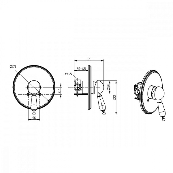 Смеситель для душа встраиваемый Boheme Tradizionale Nero золото 255