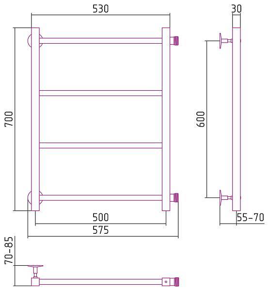 Полотенцесушитель водяной Стилье Версия-КБ 50x60 см белый 12630-6050