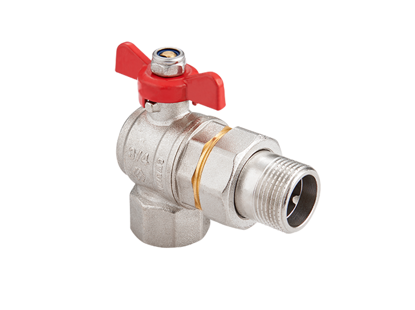 Кран шаровой угловой MVI Ду 25 PN 40 вн-нр американка бабочка BV.522.06