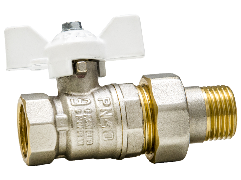 Кран шаровой латунный LD Pride 47.15.В-ГШ.Б Ду 15 Ру 40 вн-американка бабочка White 47.15.В-ГШ.Б