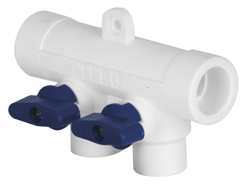 Коллектор полипропиленовый TEBO PP-R 32x20 мм 3 выхода синий 016091102