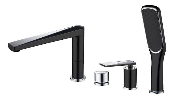 Смеситель для ванны Boheme Venturo врезной на борт черный матовый/хром матовый 370-B