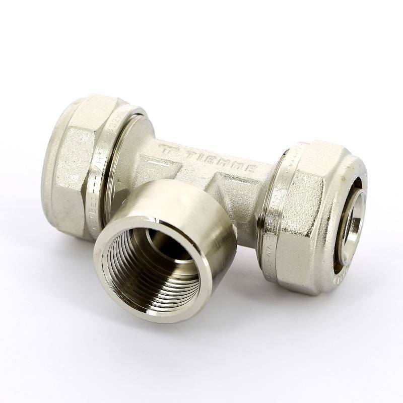 Тройник обжимной Tiemme никелированный 32х1х32 ВР 1600048