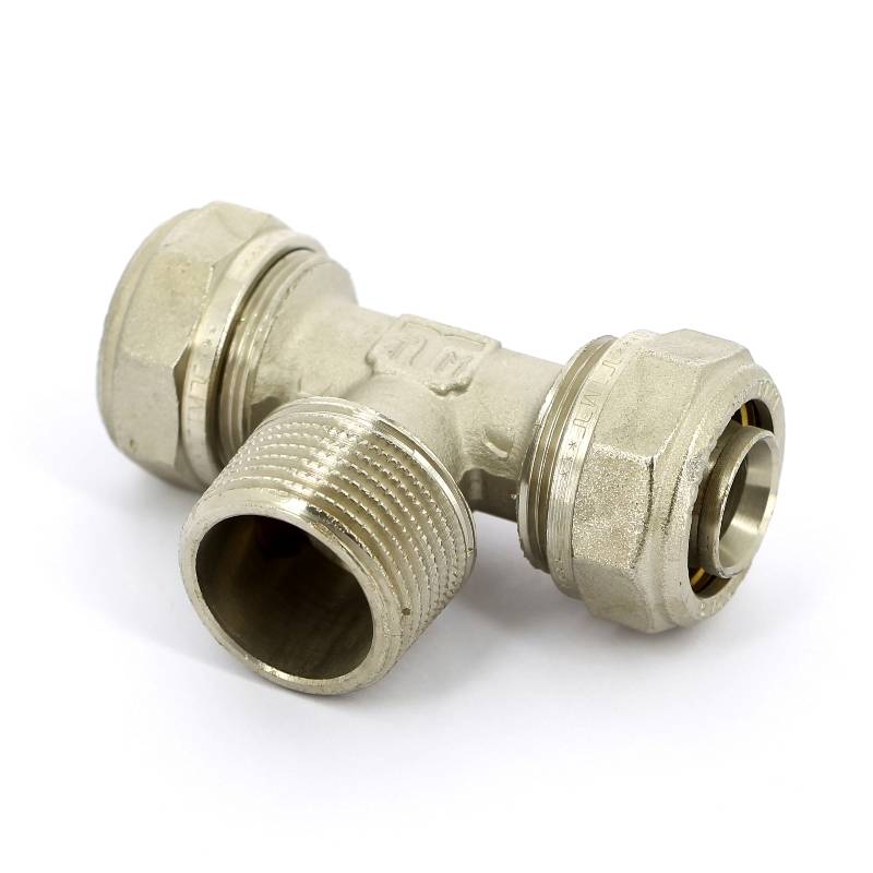 Тройник обжимной Tiemme никелированный 26x3/4x26 наружная резьба 1600070