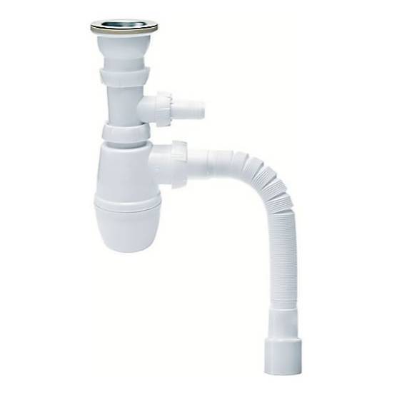 Сифон для раковины Wirquin Минор 1 1/4 x 40 мм с отводом и гофротрубой 800 мм 30718052