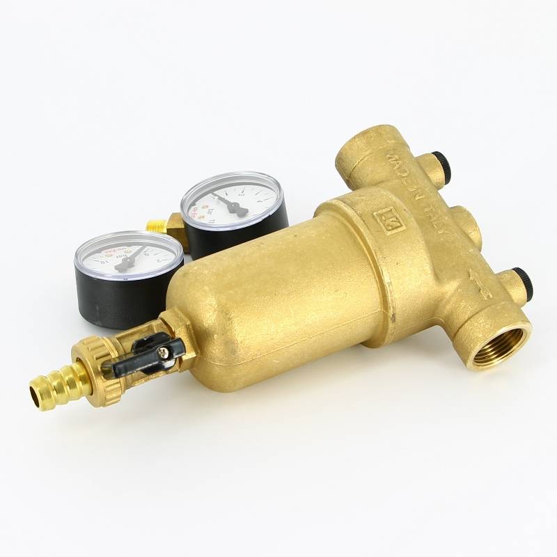 Фильтр промывной Uni-Fitt ВВ 3/4 со сливным краном и 2 манометрами 300 мкм 216G3030