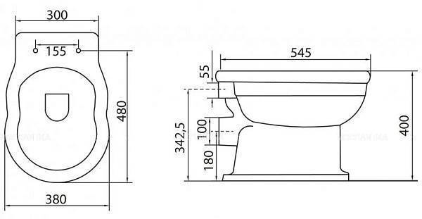 Чаша приставного унитаза BelBagno Boheme 55х21.5х40 см белый BB115CB