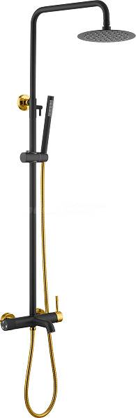 Душевая стойка Boheme Uno с верхним душем черный матовый/золото матовое 468-BG
