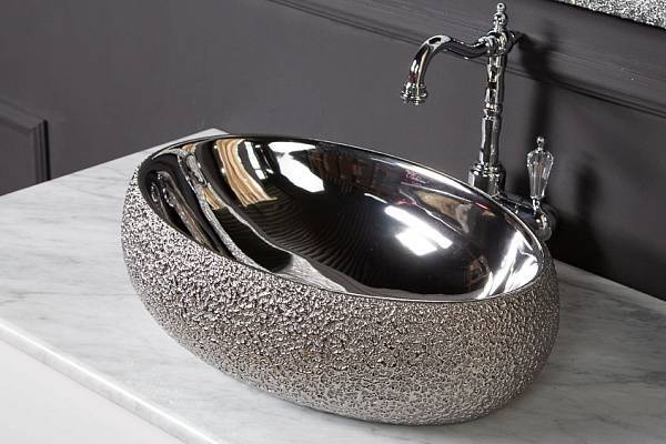 Раковина мебельная овальная Boheme NeoArt 48х34х15 см серебро 861