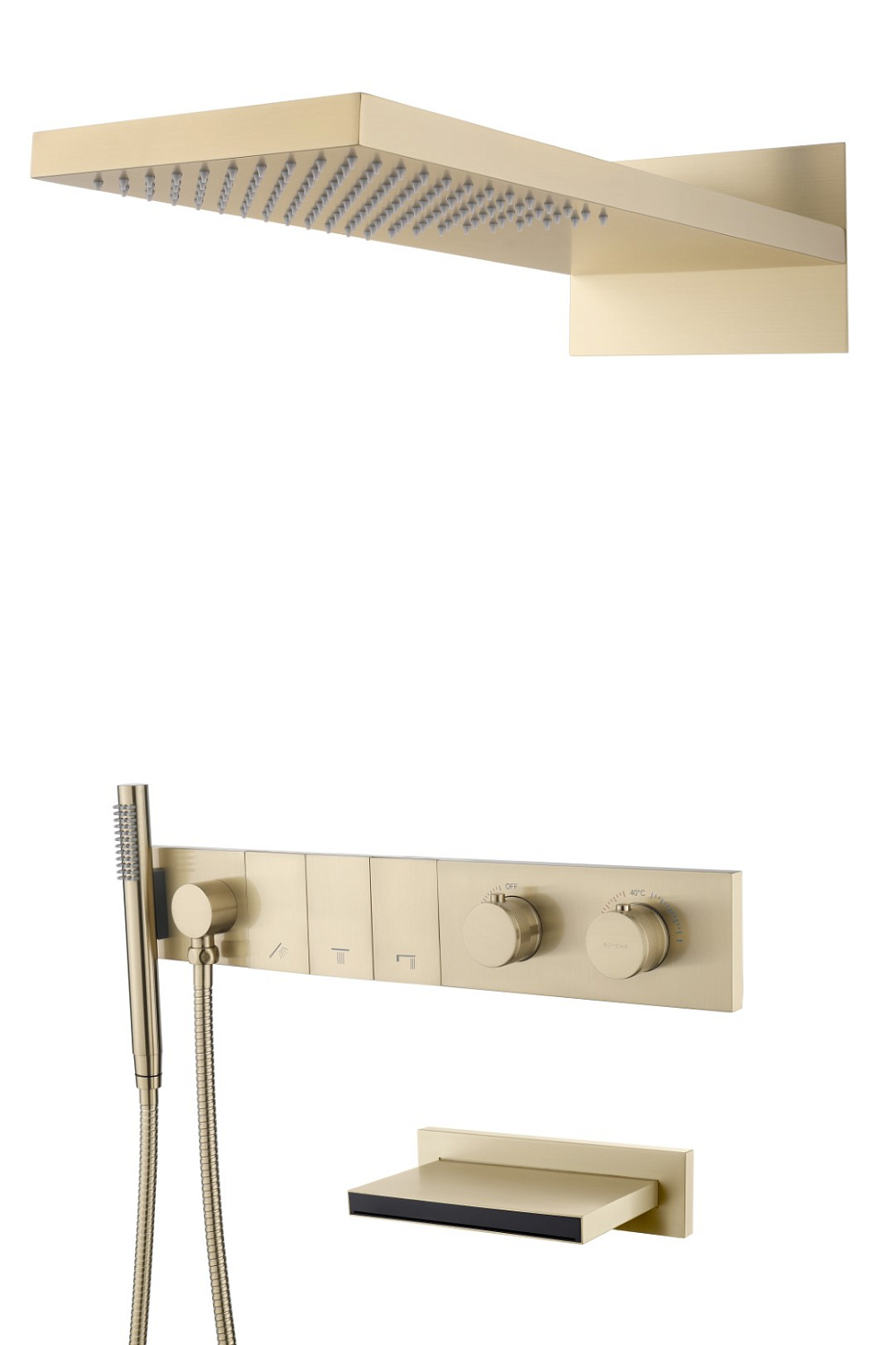 Душевой комплект встраиваемый Boheme Zodiac с термостатом изливом верхним и ручным душем Matt Gold 133-2-MG