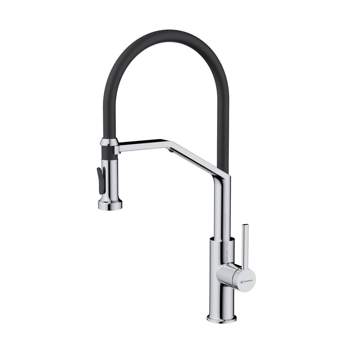 Смеситель для кухни с выдвижным изливом и подключением фильтра Omoikiri Makkari 2 Plus-SB-C-BL хром/черный 4994493