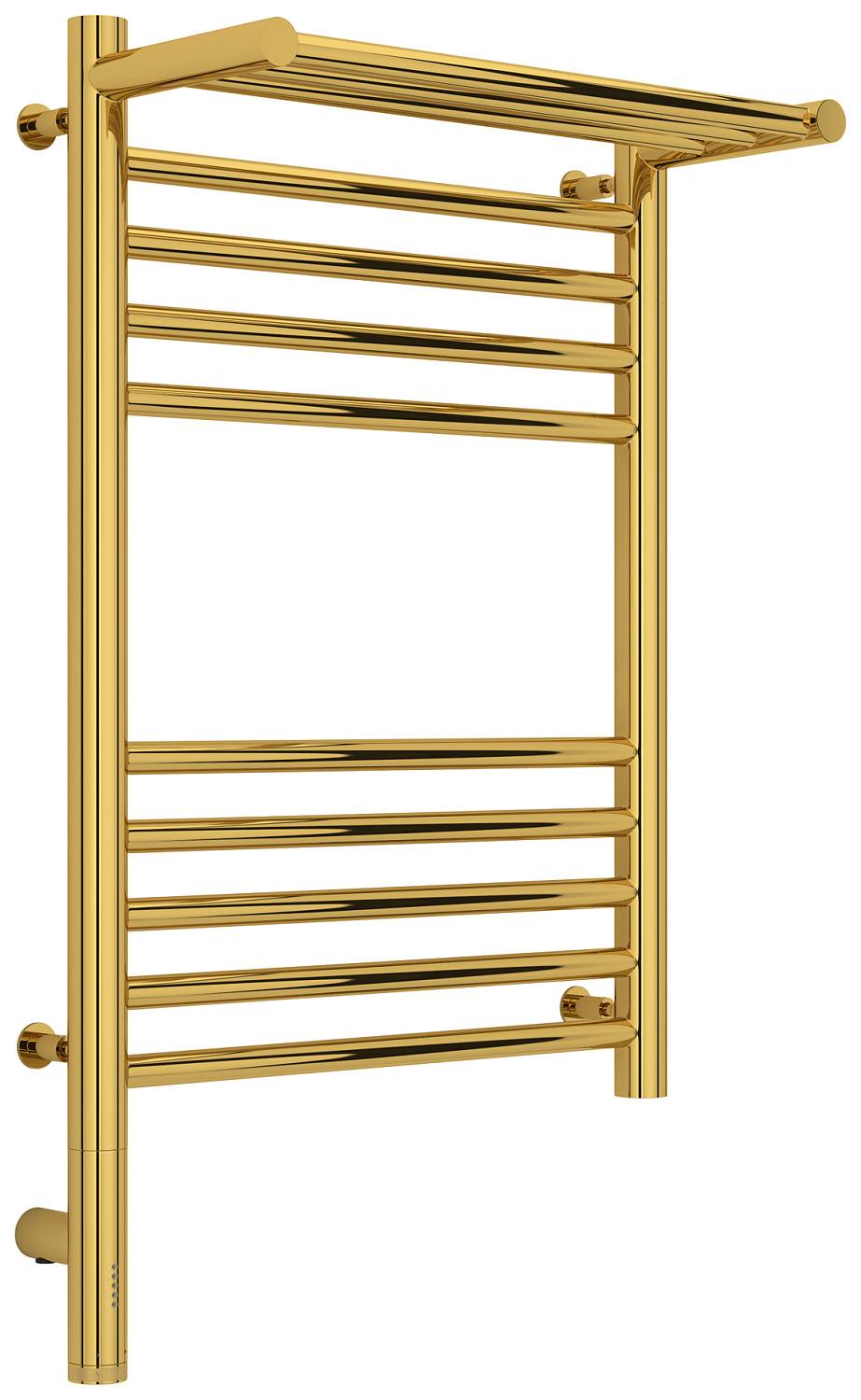 Полотенцесушитель электрический Сунержа Богема 3.0 с 1 полкой 432x724 мм левый золото 03-5806-6040