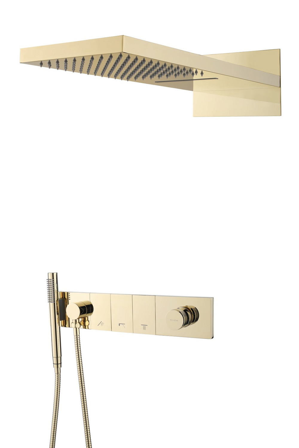 Душевой комплект со смесителем Boheme Zodiac трехпозиционный золото 132-G