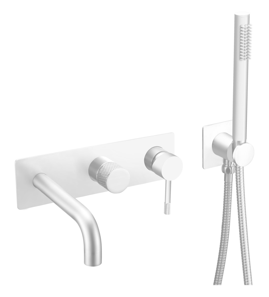 Смеситель на борт ванны Boheme Uno на 4 отверстия с ручным душем matt white 464-3-MW