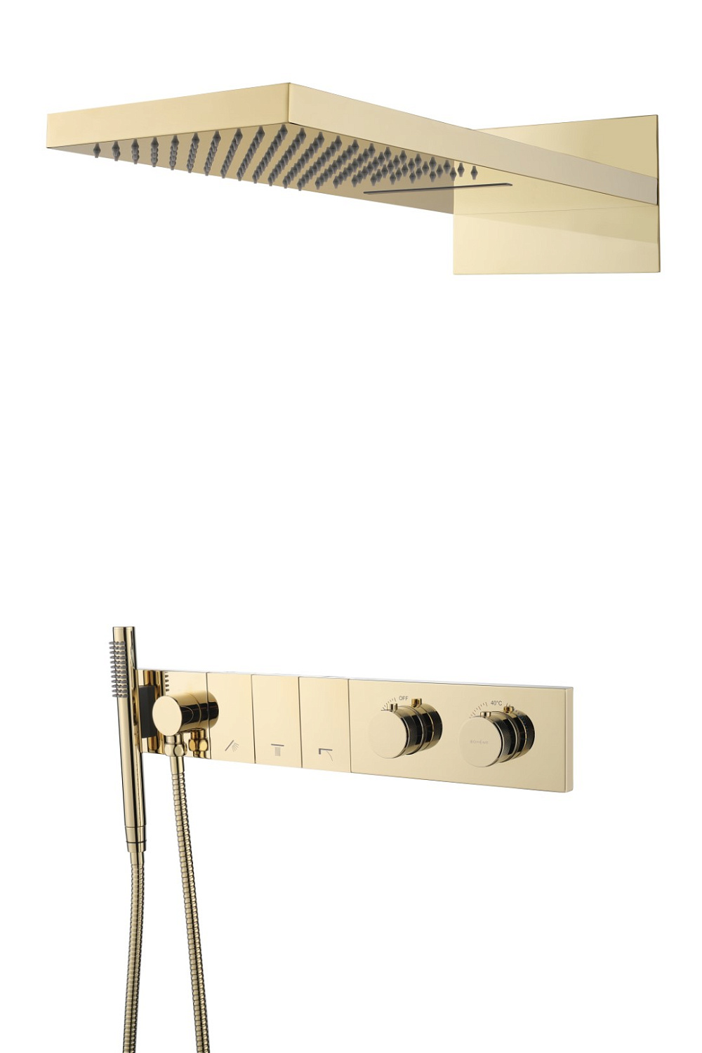 Душевой комплект встраиваемый Boheme Zodiac с термостатом верхним и ручным душем gold 133-G