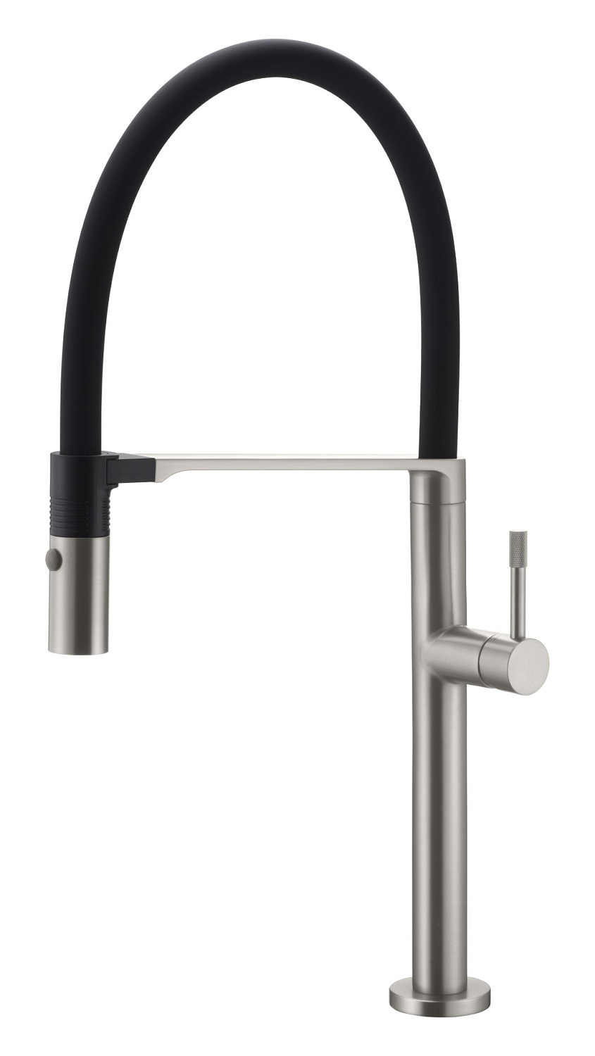 Смеситель для кухни Boheme Uno с гибким изливом nickel brush 114-NB