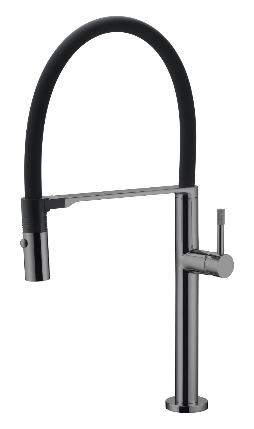 Смеситель для кухни Boheme Uno с гибким изливом shine gun metal 114-SGM