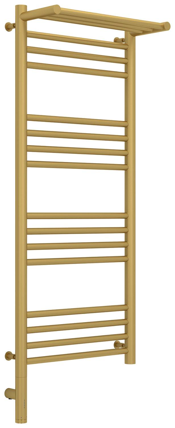 Полотенцесушитель электрический Сунержа Богема 3.0 с 1 полкой 43.2x112.4 см левый матовое золото 032-5806-1040