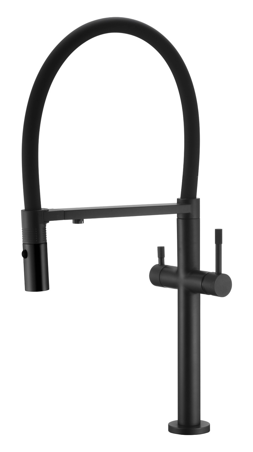 Смеситель для кухни Boheme Uno с гибким изливом и краном для питьевой воды черный 115-B
