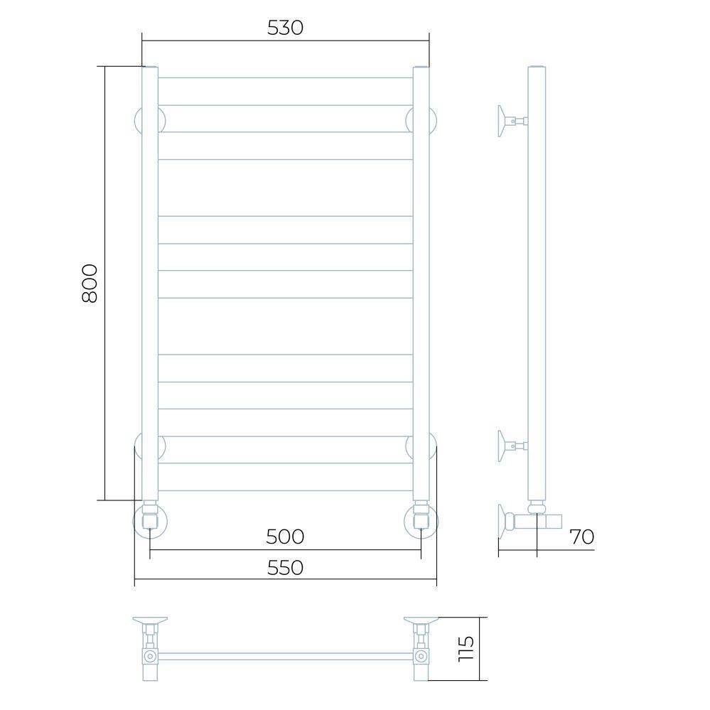 Полотенцесушитель водяной Larusso Бонд П7 500х800 мм нижнее подключение 8488