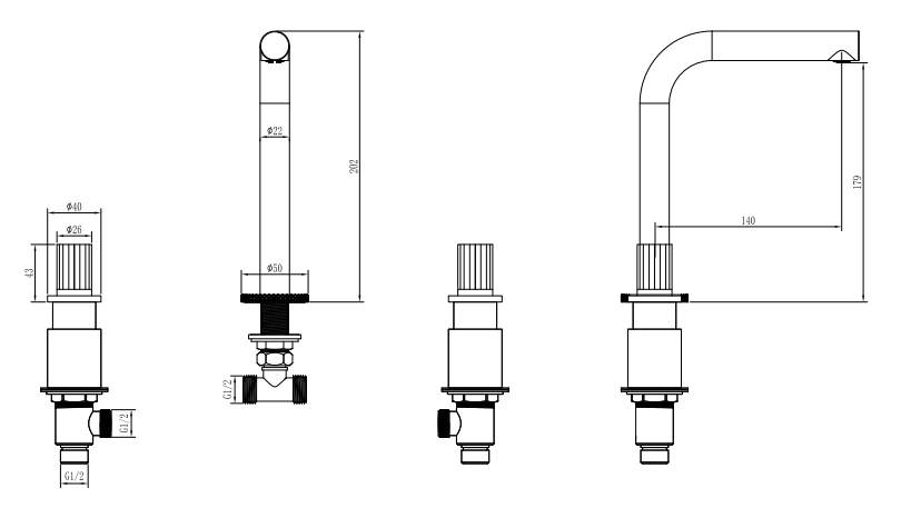 Смеситель для раковины Boheme Elegante на столешницу на 3 отверстия излив 17.9 см черный 152-B-EL