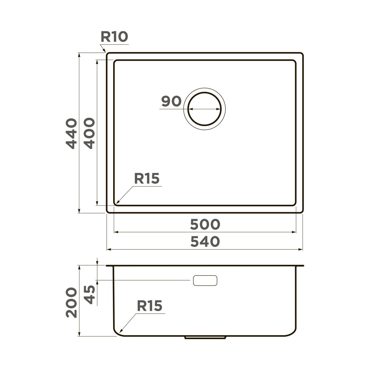 Кухонная мойка Omoikiri Tadzava 54-U/I Ultra 15-IN 54x44 см нержавеющая сталь 4997116