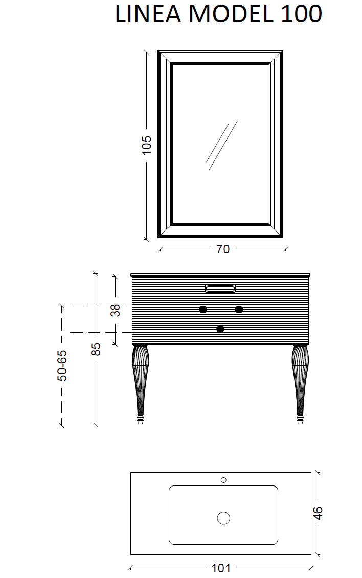 Тумба подвесная Armadi Art Vallessi Avantgarde 100х46х38 см черный/золото 842-100-BG