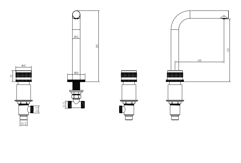 Смеситель для раковины Boheme Prestige на 3 отверстия матовое золото 152-MG-PR
