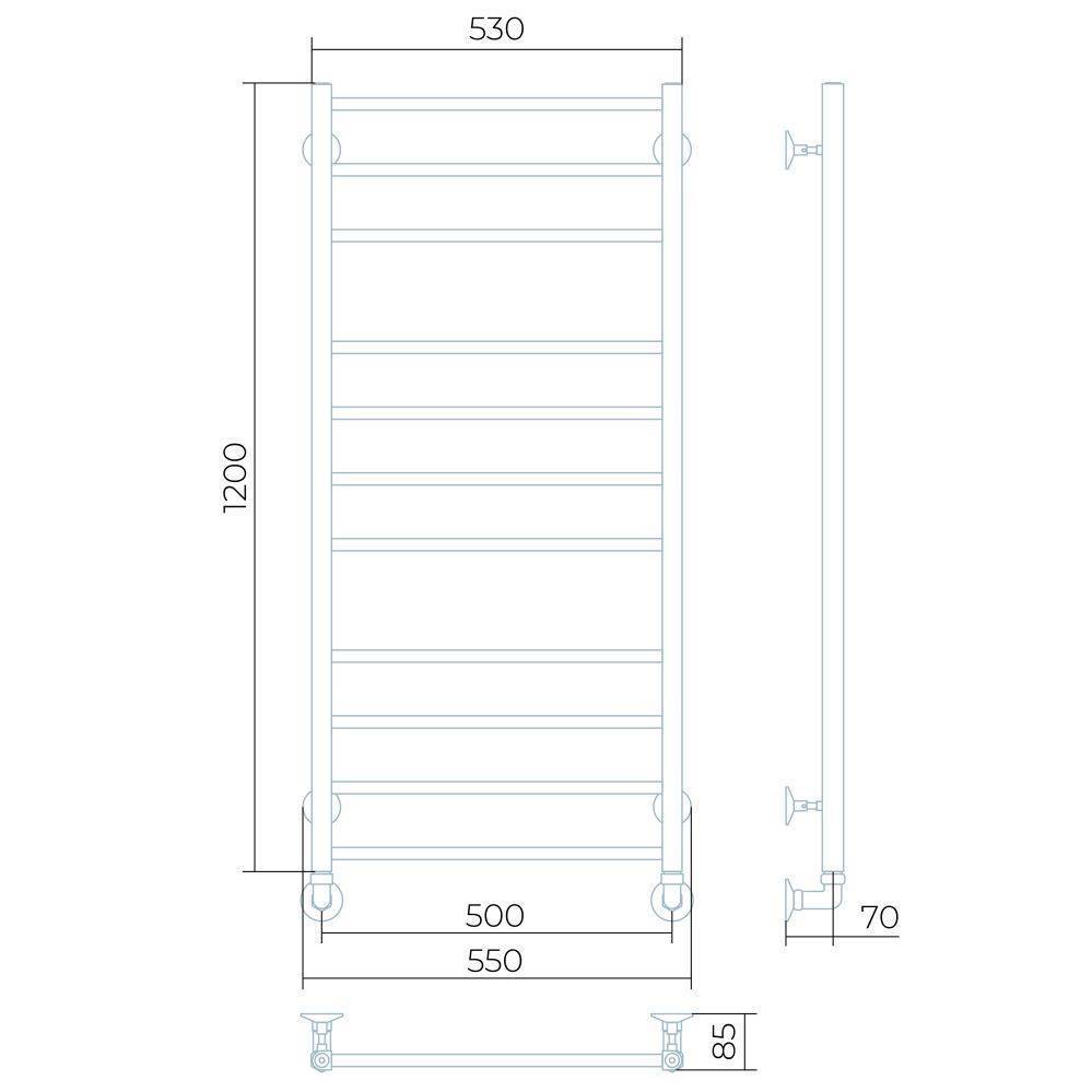 Полотенцесушитель водяной Larusso Джаз премиум П11 500х1200 мм нижнее подключение 8480