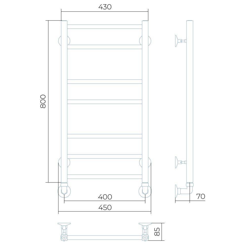 Полотенцесушитель водяной Larusso Имидж П7 400х800 мм нижнее подключение 8486