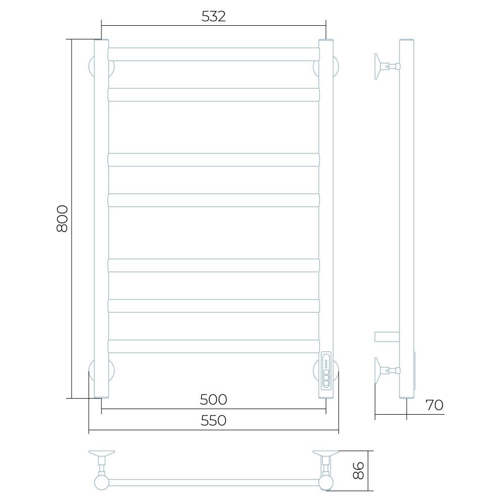 Полотенцесушитель электрический Larusso Классик Премиум П7 500x800 мм 8496