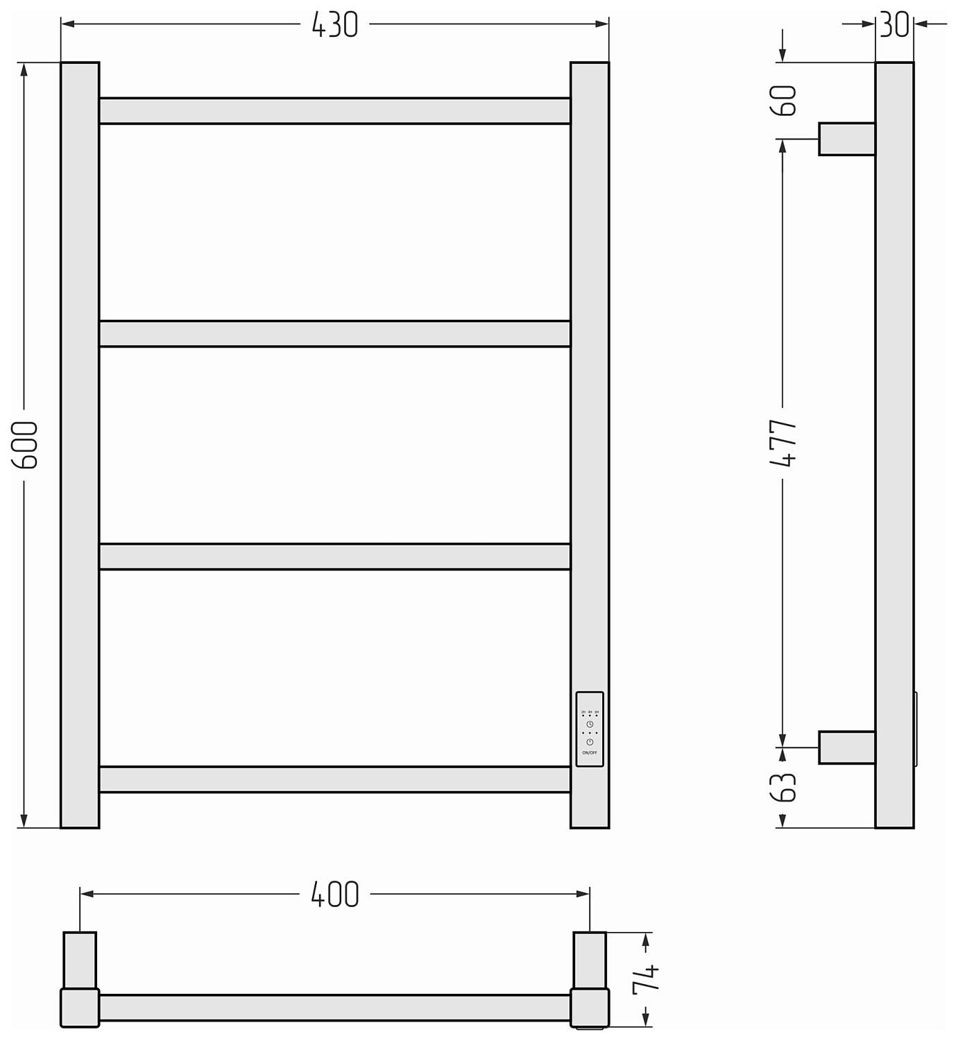 Полотенцесушитель электрический Стилье Формат 26 43x60 см черный 17526-6040