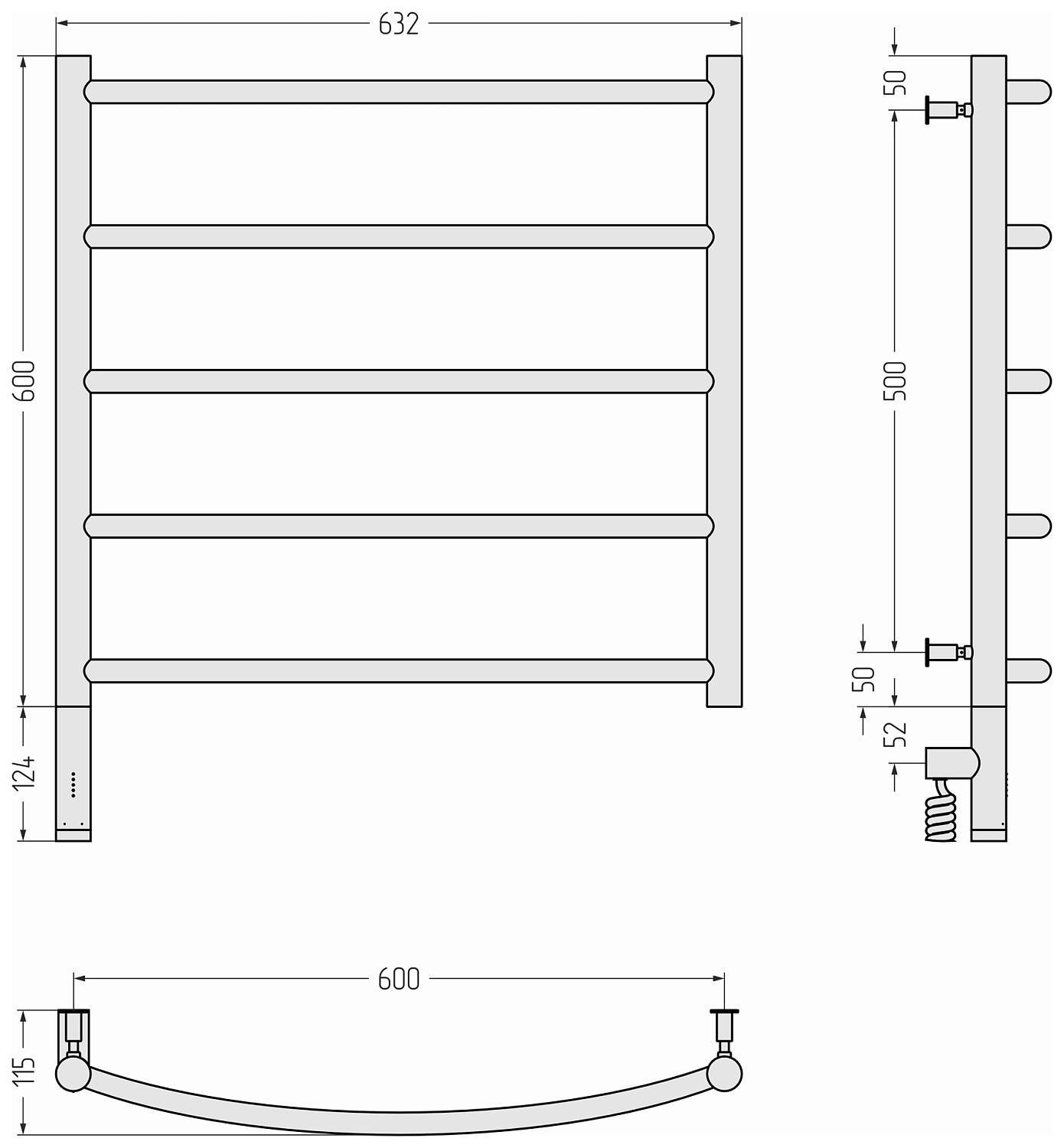 Полотенцесушитель электрический Сунержа Галант 3.0 632x724 мм левый золото 03-5800-6060
