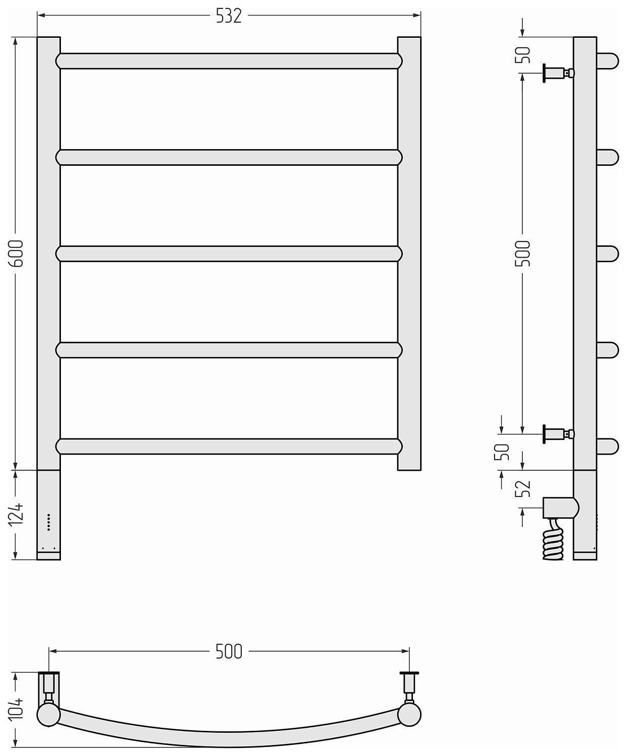 Полотенцесушитель электрический Сунержа Галант 3.0 532x724 мм левый матовое золото 032-5800-6050
